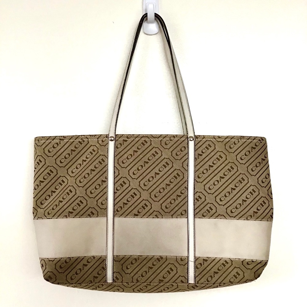 EUC Large Coach Lozenge Signature Stripe Tote